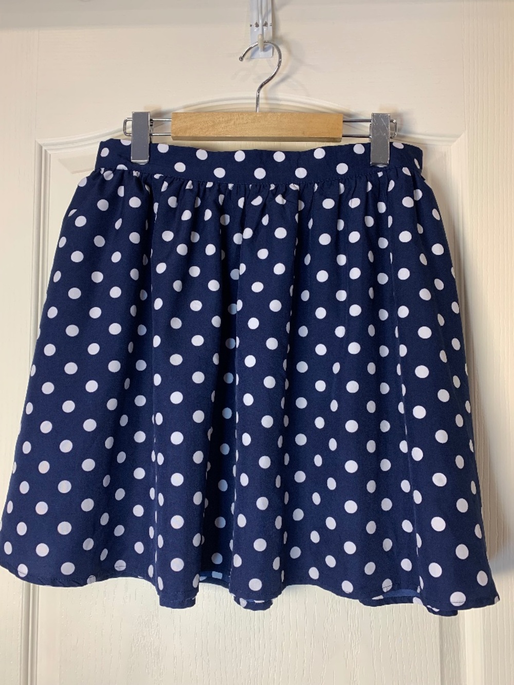 Twik Simons Navy Polka Dot Skirt High Waist Retro Chic Classic Cute Size L
